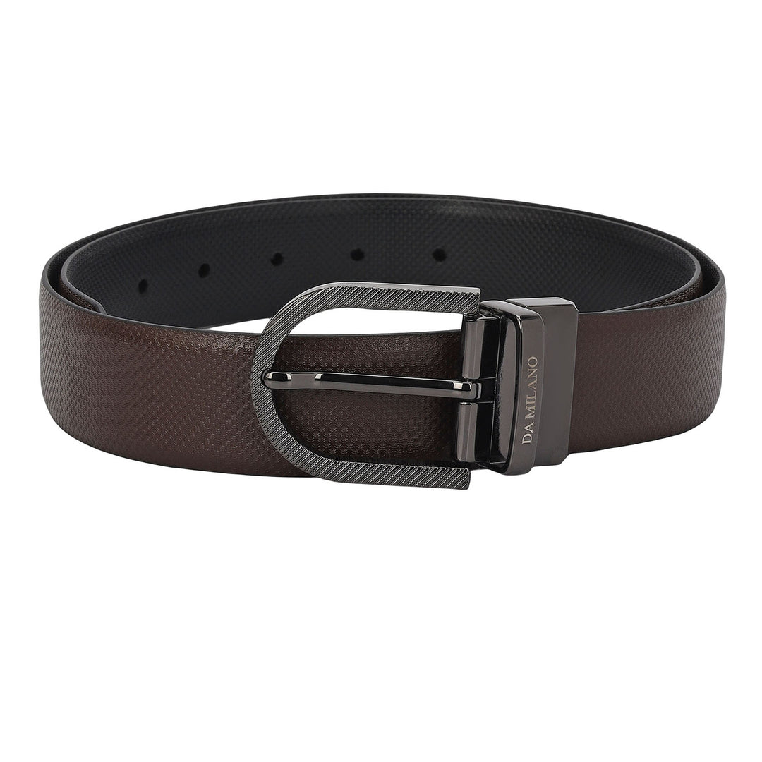Formal Embossed Leather Mens Belt-Brown & Black