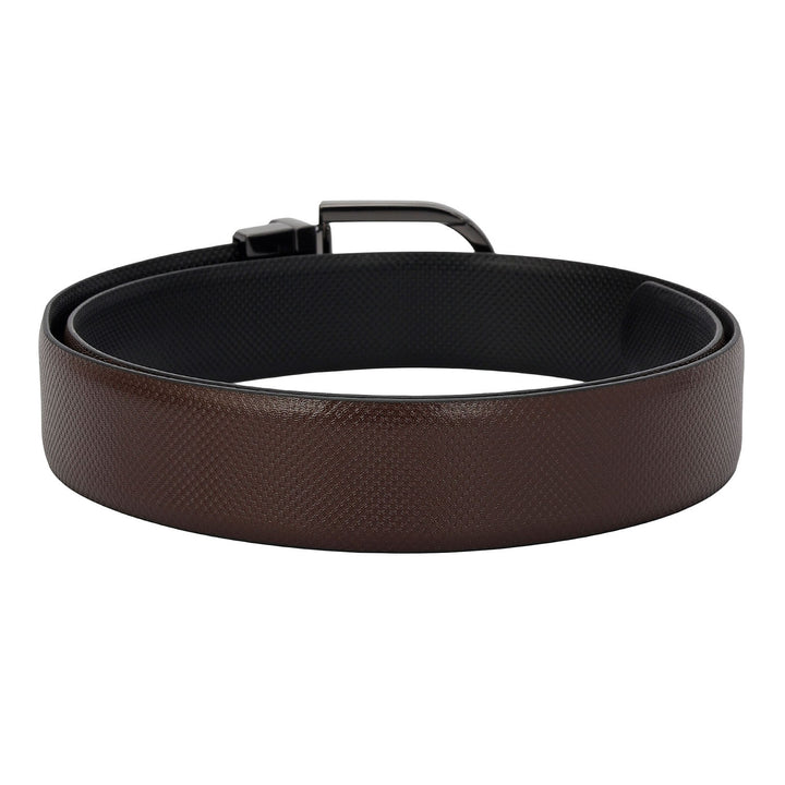Formal Embossed Leather Mens Belt-Brown & Black