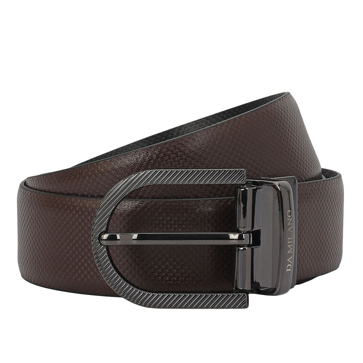 Casual Embossed Leather Reversible Mens Belt - Brown & Black