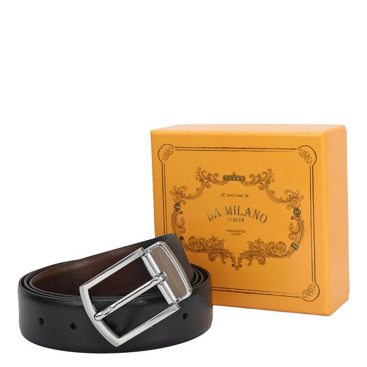 Formal Aztec Leather Mens Belt-Black & Brown
