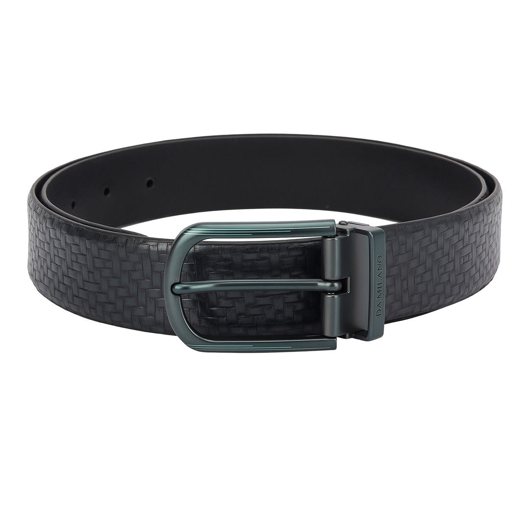 Casual Mat-Emboss Leather Mens Belt - Navy