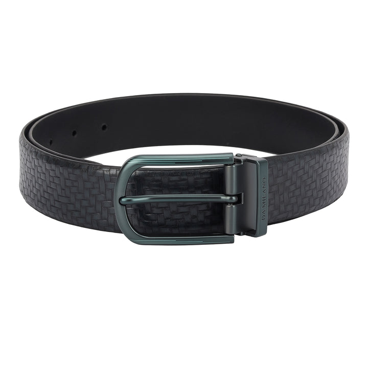 Casual Mat-Emboss Leather Mens Belt - Navy
