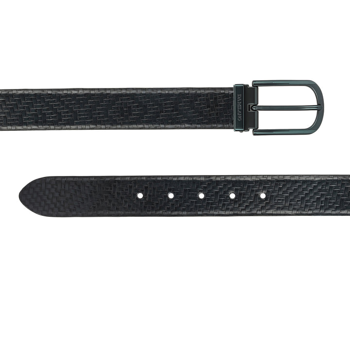 Casual Mat-Emboss Leather Mens Belt - Navy