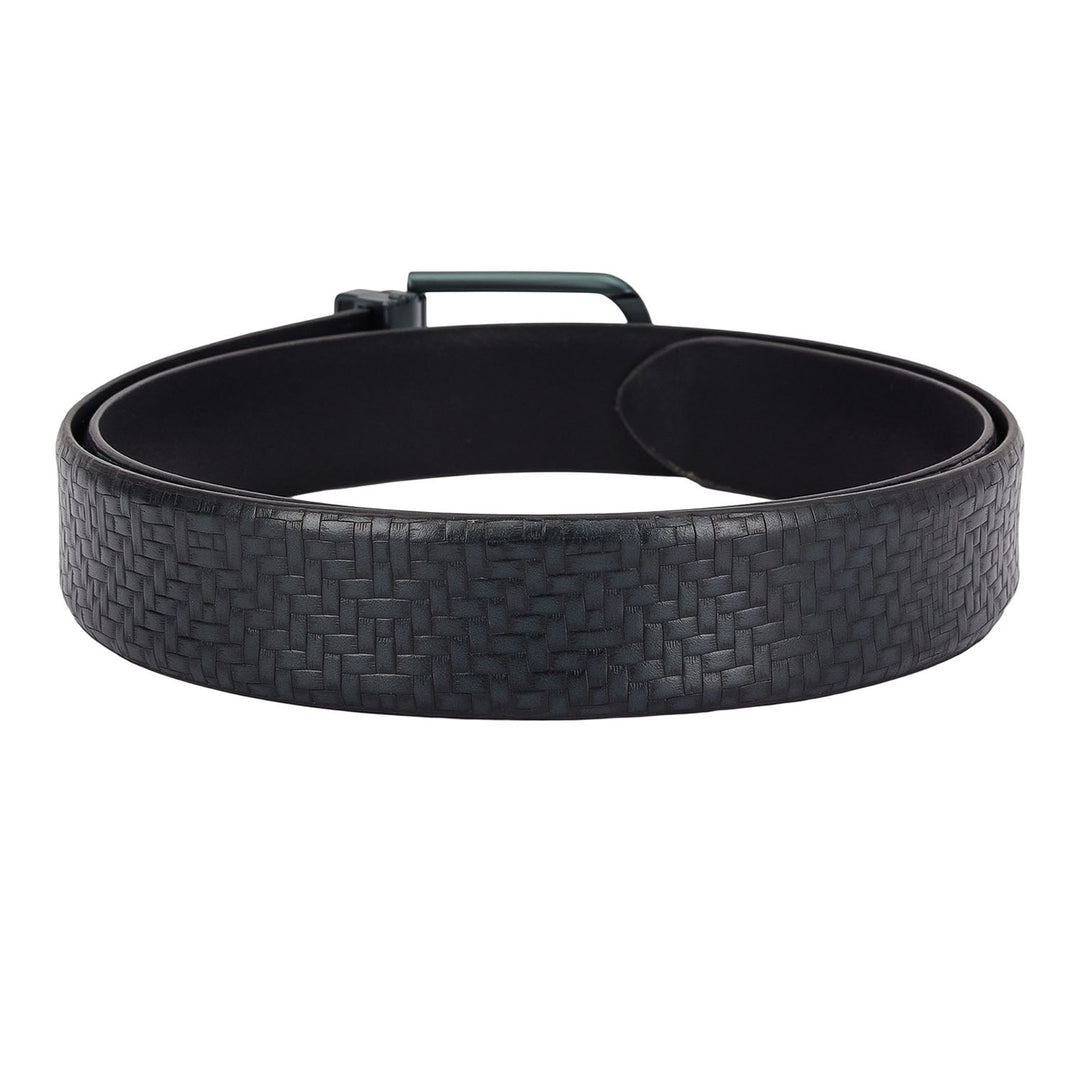 Casual Mat-Emboss Leather Mens Belt - Navy