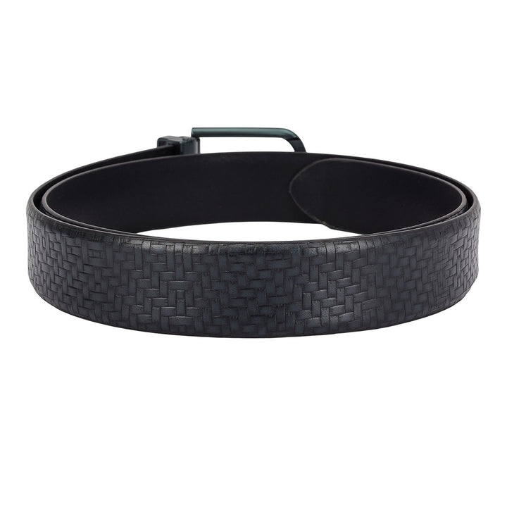 Casual Mat-Emboss Leather Mens Belt - Navy