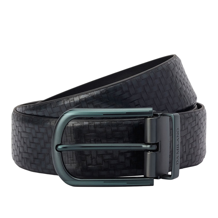 Casual Mat-Emboss Leather Mens Belt - Navy