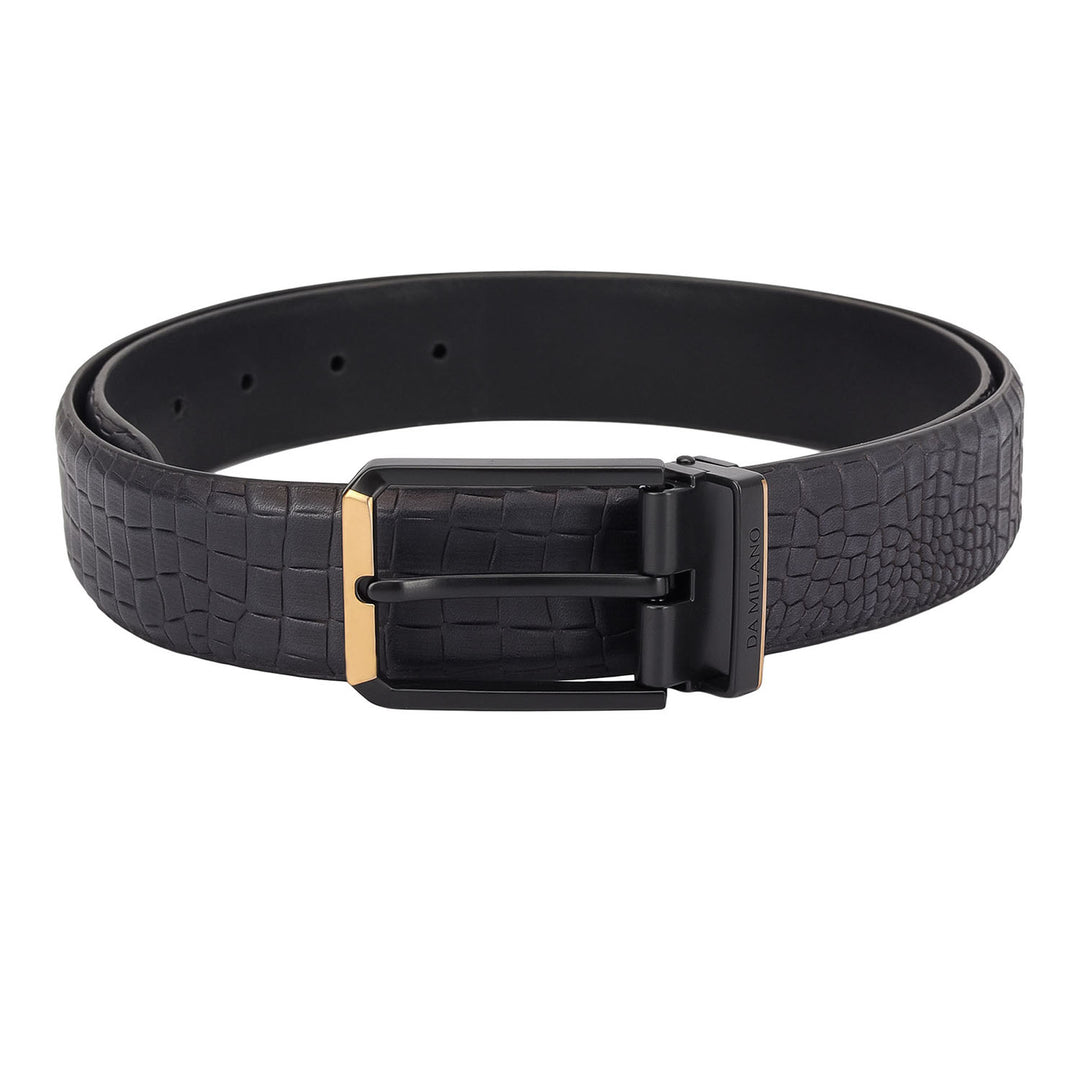 Casual Croco Leather Mens Belt - Black