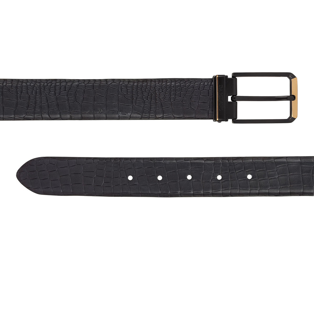 Casual Croco Leather Mens Belt - Black