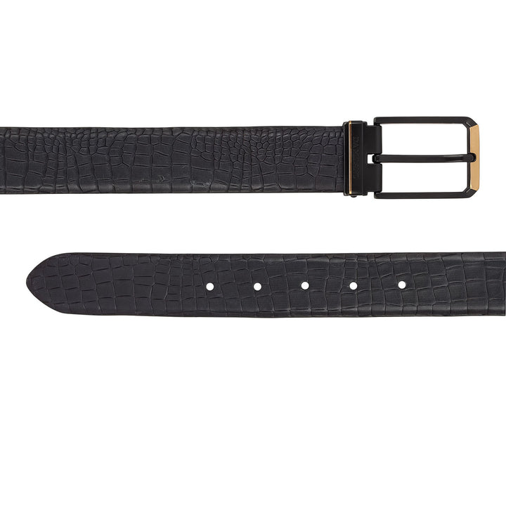 Casual Croco Leather Mens Belt - Black