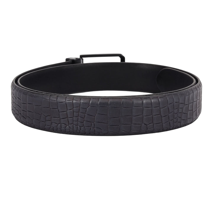 Casual Croco Leather Mens Belt - Black