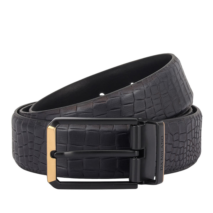Casual Croco Leather Mens Belt - Black