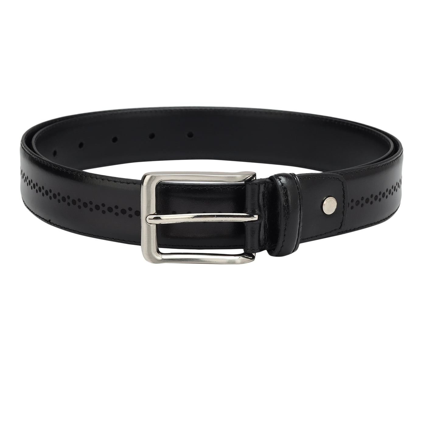 Casual Plain Leather Mens Belt - Black