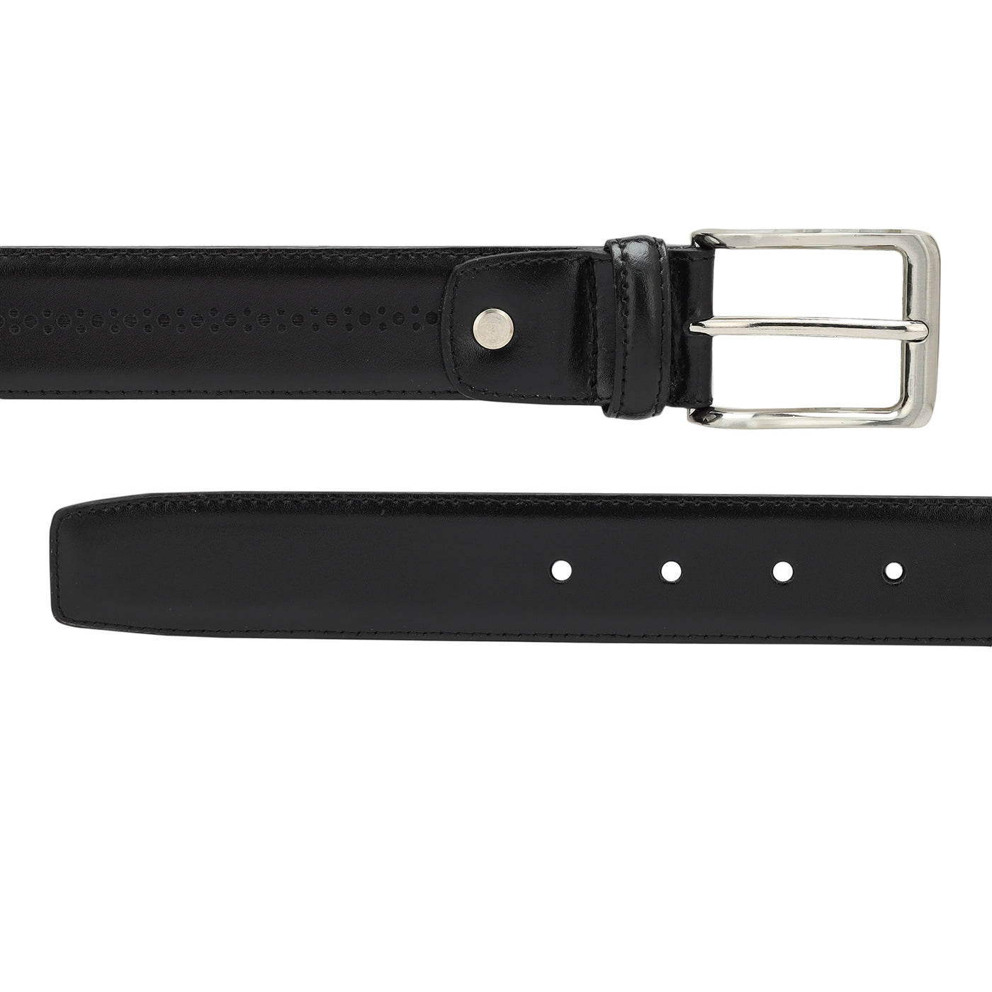 Casual Plain Leather Mens Belt - Black