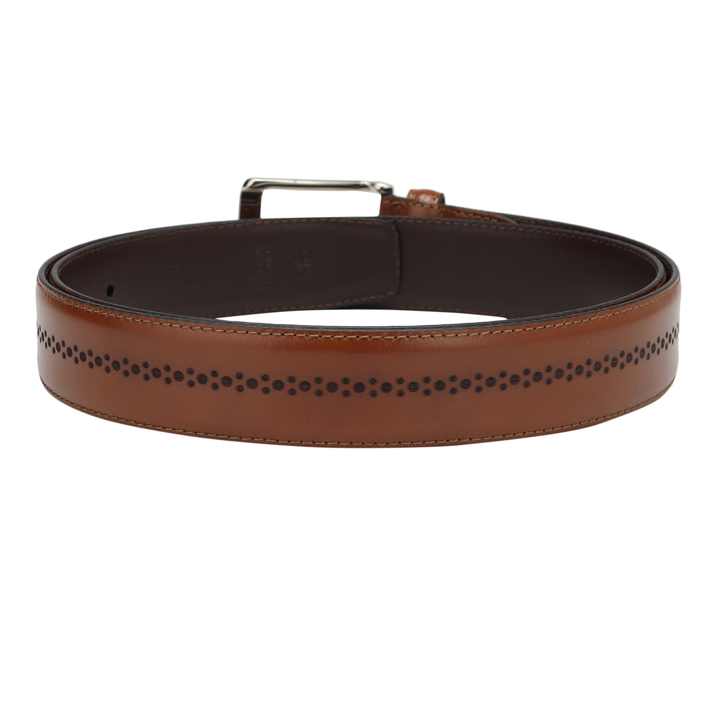 Casual Plain Leather Mens Belt - Cognac