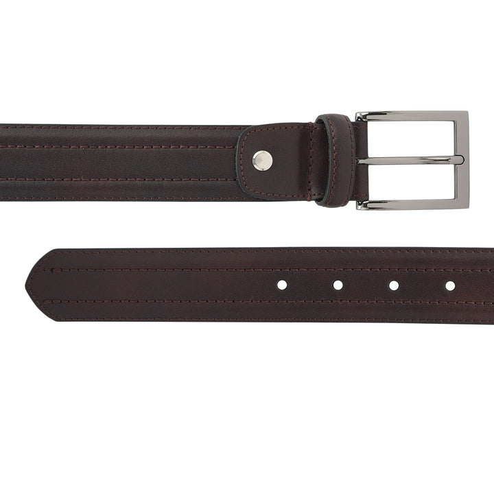 Casual Plain Leather Mens Belt - Cherry
