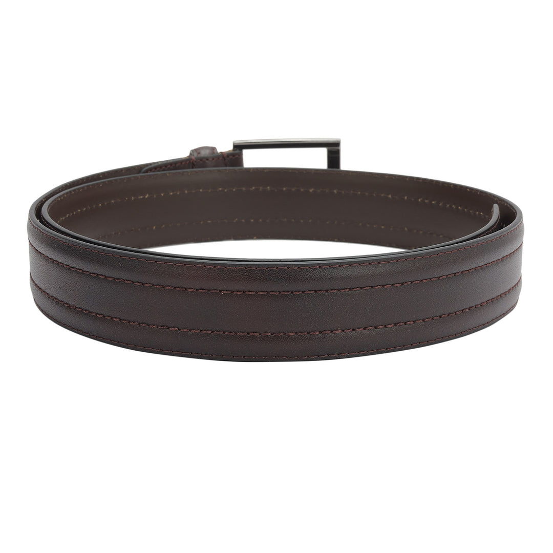 Casual Plain Leather Mens Belt - Cherry