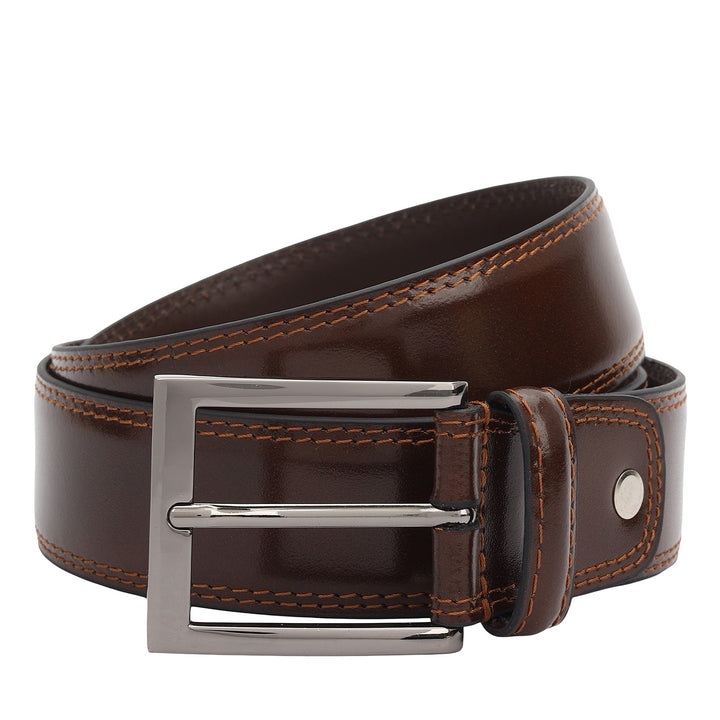 Formal Plain Leather Mens Belt-Brown