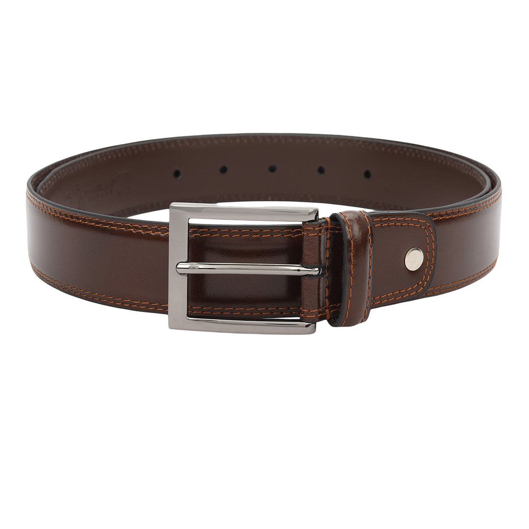 Formal Plain Leather Mens Belt-Brown