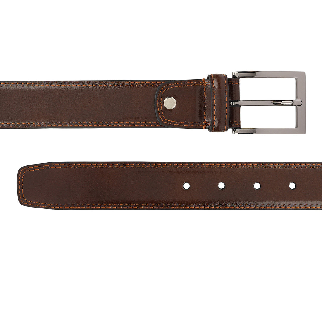 Formal Plain Leather Mens Belt-Brown