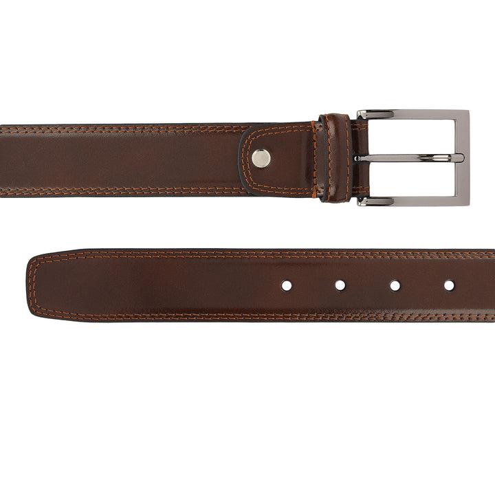Formal Plain Leather Mens Belt-Brown