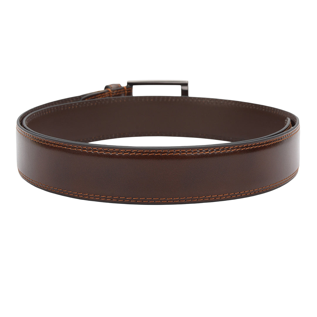 Formal Plain Leather Mens Belt-Brown