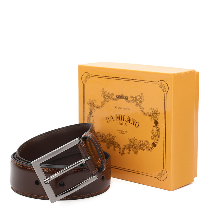 Formal Plain Leather Mens Belt-Brown