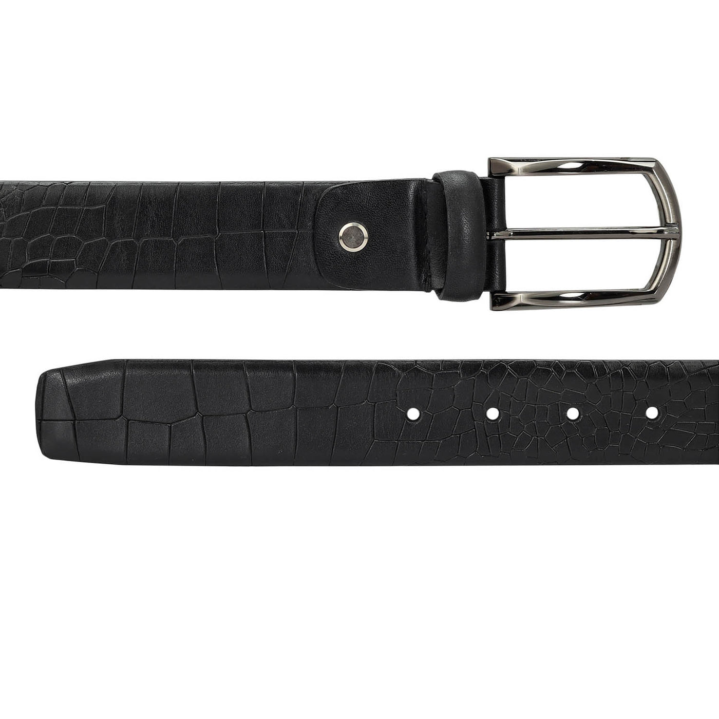 Casual Croco Leather Mens Belt - Black