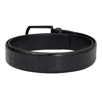 Casual Croco Leather Mens Belt - Black