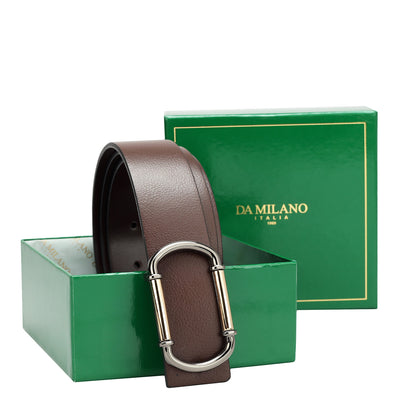 Casual Plain Leather Mens Belt - Brown