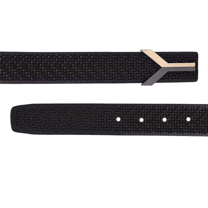 Formal Mat-Emboss Leather Mens Belt-Brown