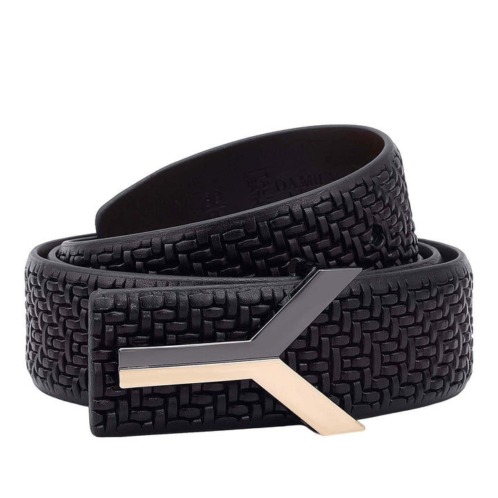 Formal Mat-Emboss Leather Mens Belt-Brown