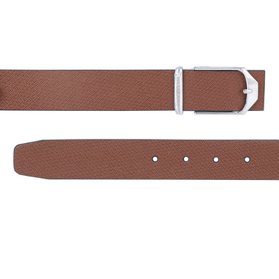 Casual Saffiano Leather Mens Belt - Cognac