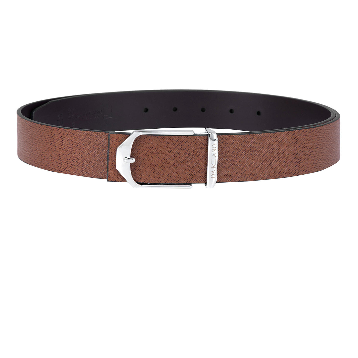 Casual Saffiano Leather Mens Belt - Cognac