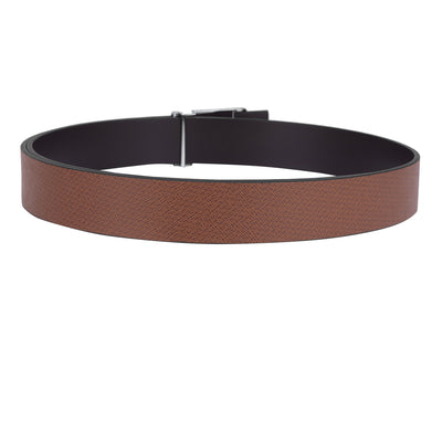 Casual Saffiano Leather Mens Belt - Cognac