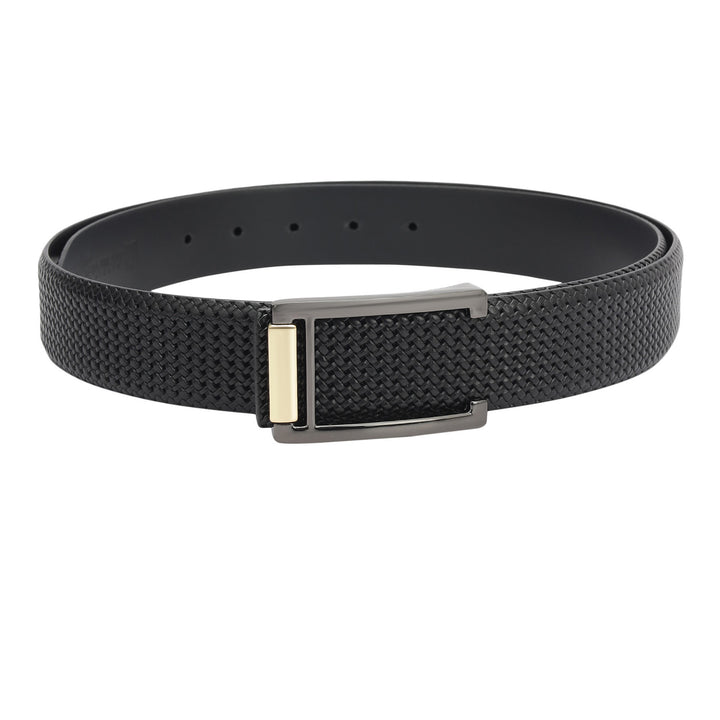 Formal Mat Emboss Leather Mens Belt - Black