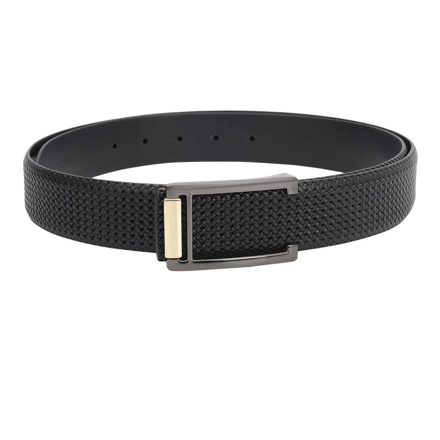 Formal Mat Emboss Leather Mens Belt - Black