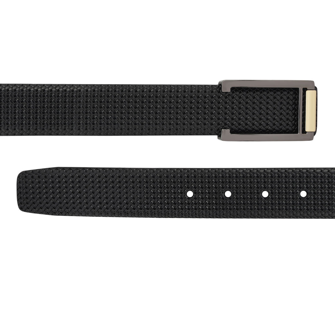 Formal Mat Emboss Leather Mens Belt - Black