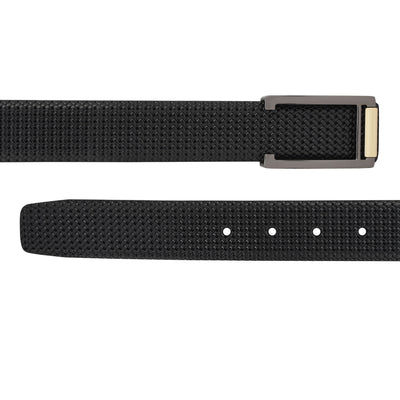 Formal Mat Emboss Leather Mens Belt - Black