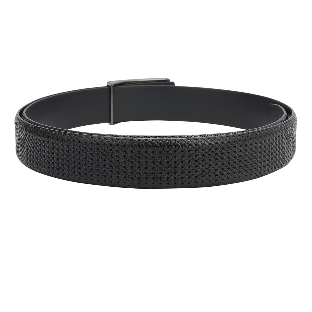 Formal Mat Emboss Leather Mens Belt - Black