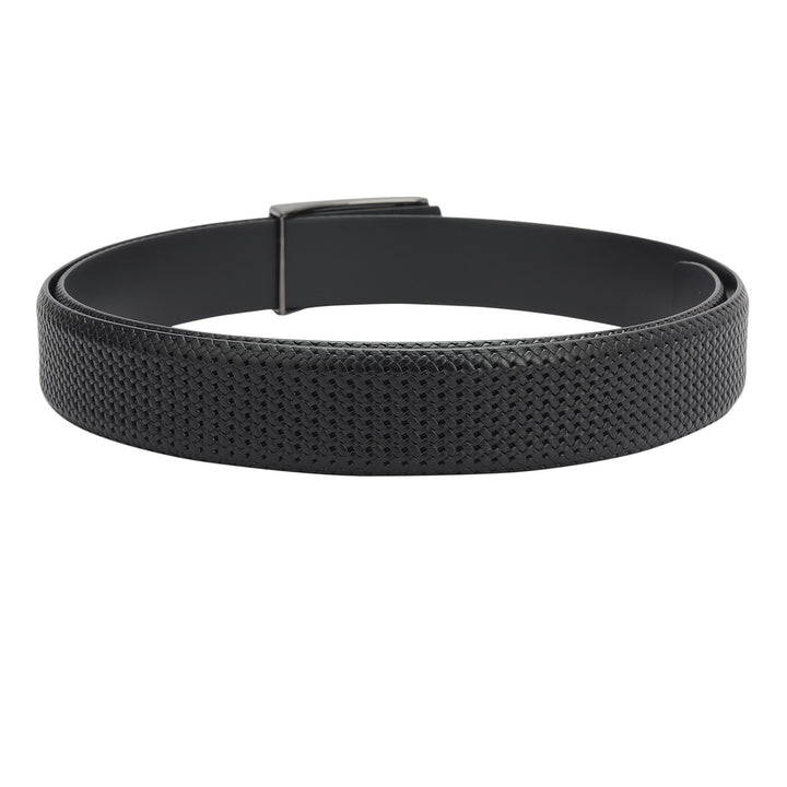 Formal Mat Emboss Leather Mens Belt - Black