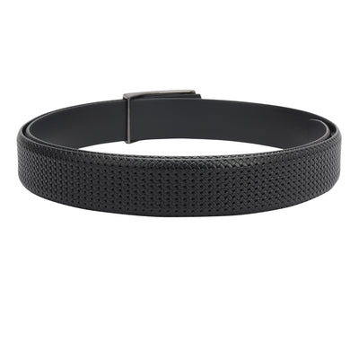 Formal Mat Emboss Leather Mens Belt - Black