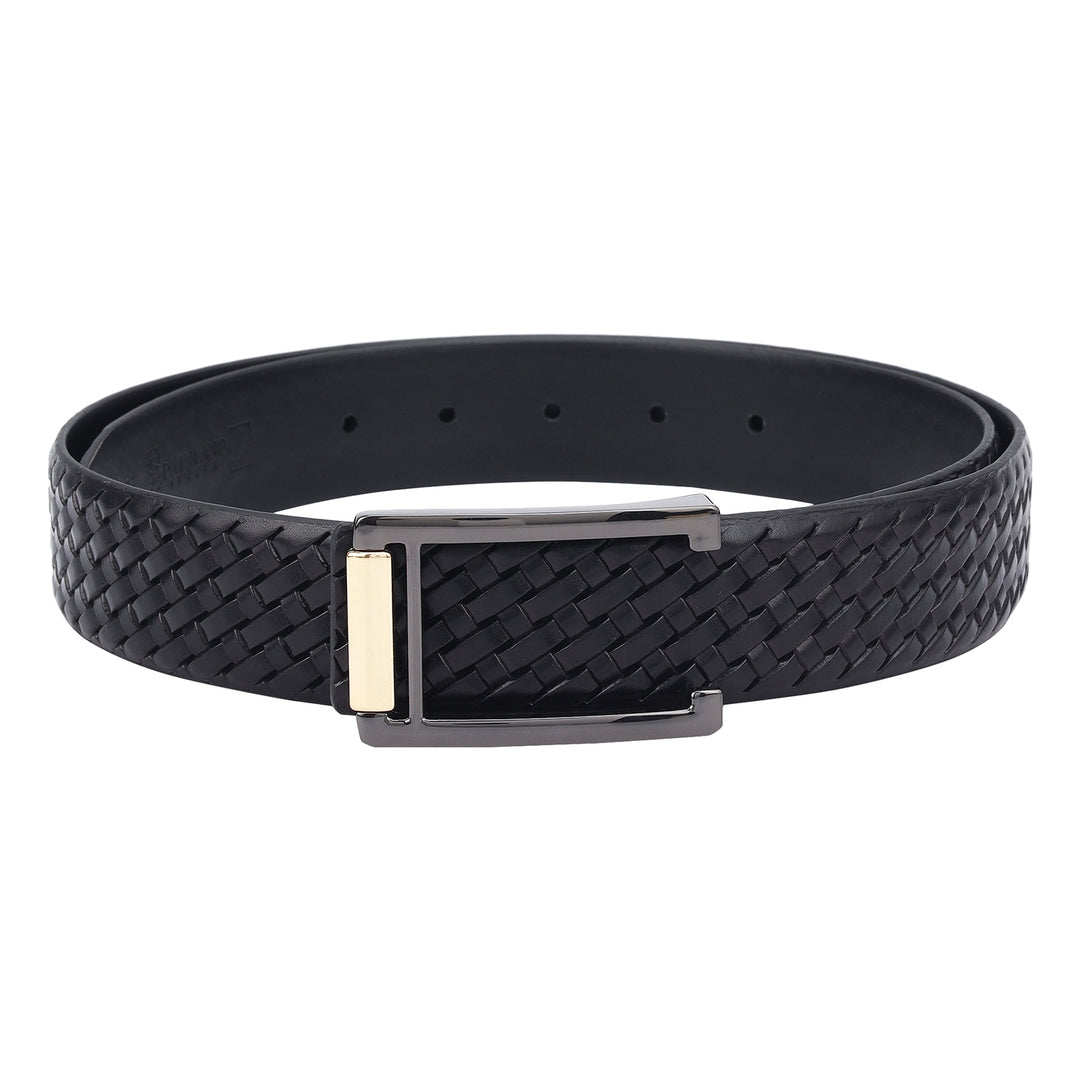Casuals Mat-Emboss Leather Mens Belt-Black