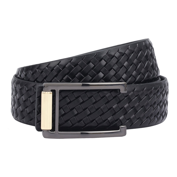 Casuals Mat-Emboss Leather Mens Belt-Black