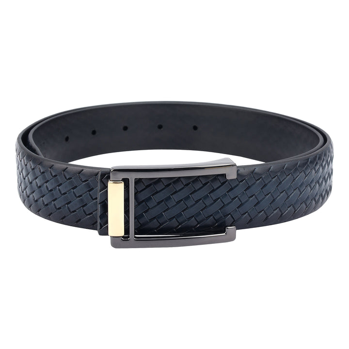 Casuals Mat-Emboss Leather Mens Belt-Navy