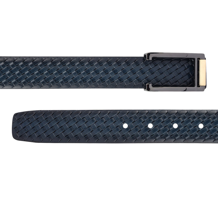 Casuals Mat-Emboss Leather Mens Belt-Navy