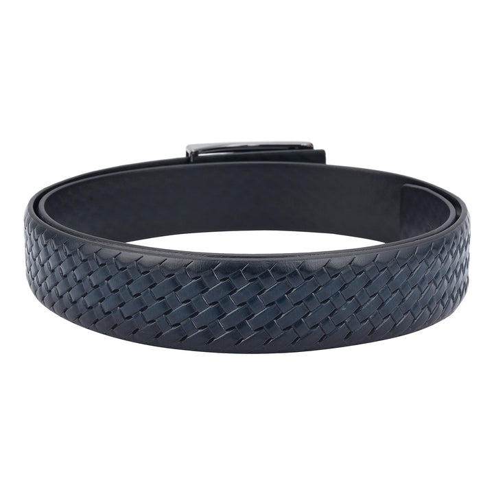 Casuals Mat-Emboss Leather Mens Belt-Navy
