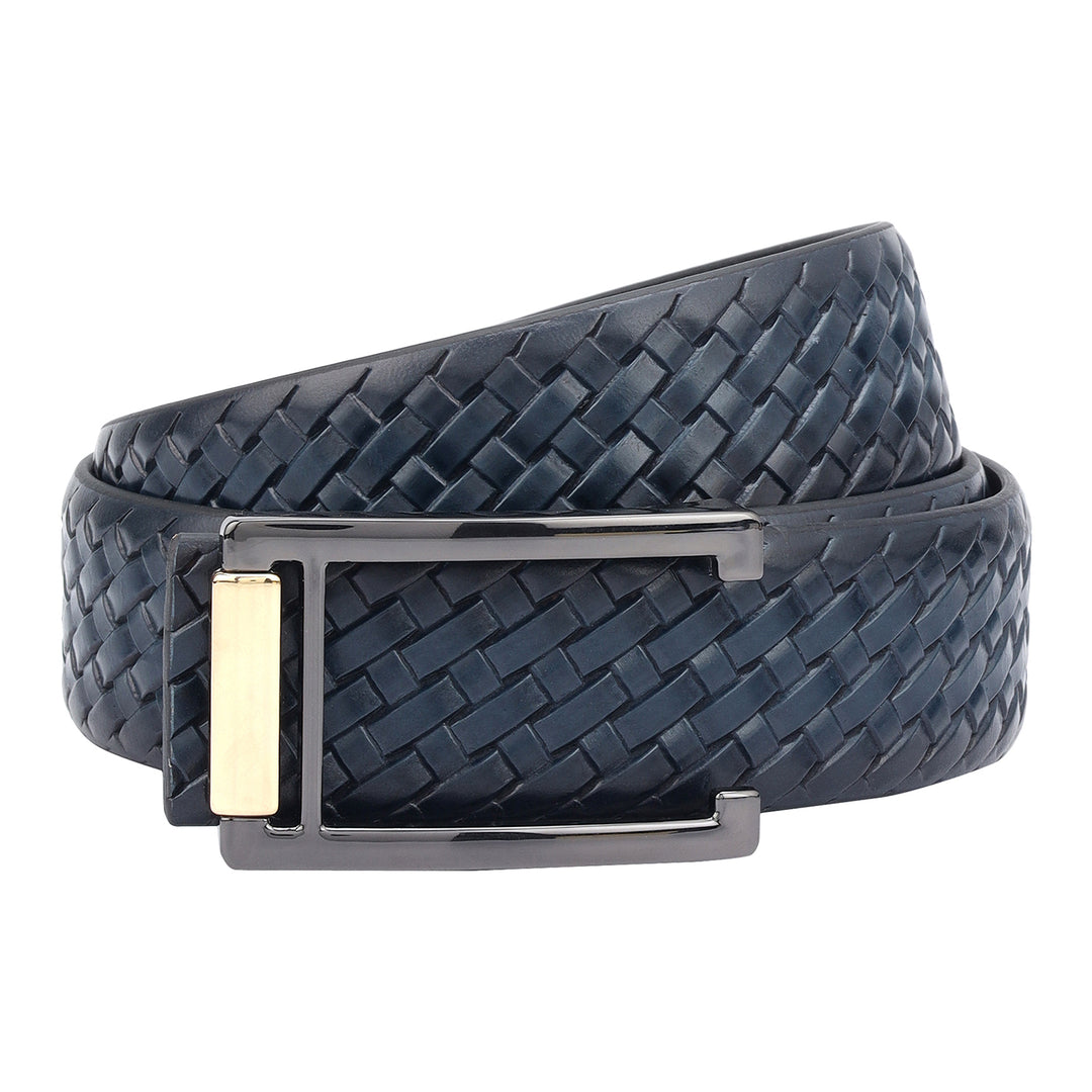 Casuals Mat-Emboss Leather Mens Belt-Navy