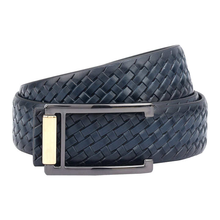 Casuals Mat-Emboss Leather Mens Belt-Navy