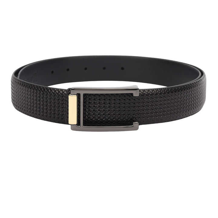 Formal Mat-Emboss Leather Mens Belt-Black