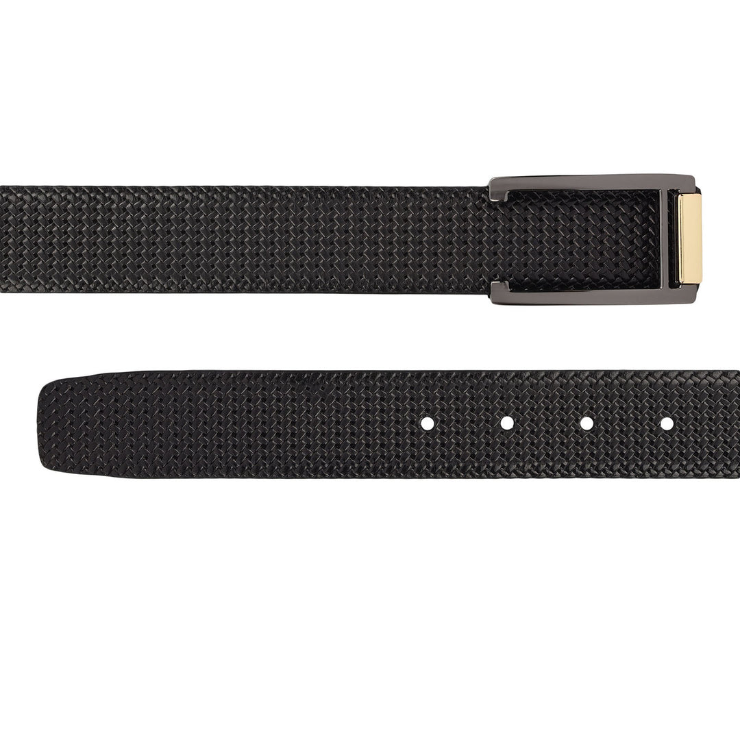 Formal Mat-Emboss Leather Mens Belt-Black